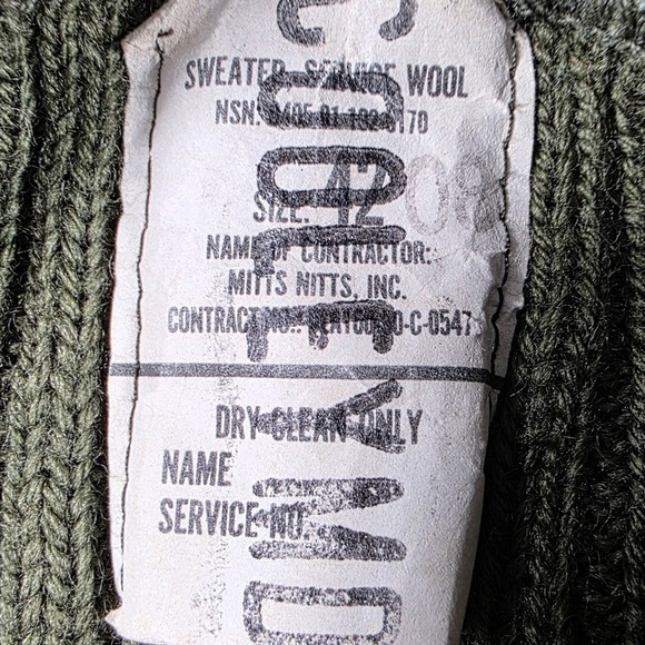 Mitts Nitts Military Wool Comando Service Sweater Mens 42 Ribbed Elbow Patch - Picture 2 of 5